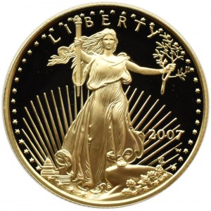 USA, 25 dolarów 2007, 1/2 uncji złota, proof, UNC