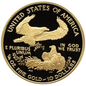 USA, 10 dolarów 2007, 1/4 uncji złota, proof, UNC
