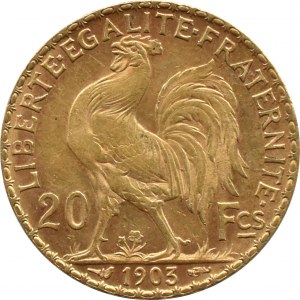 France, Republic, Rooster, 20 francs 1903, Paris