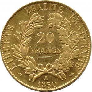 France, Republic, Ceres, 20 francs 1850 A, Paris