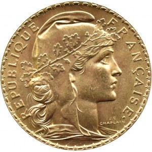 Francja, Republika, Kogut, 20 franków 1910, Paryż, UNC