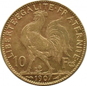 Francja, Kogut, 10 franków 1907 A, Paryż