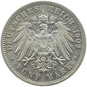 Deutschland, Baden, Friedrich, 5 Mark 1902 G, Karlsruhe