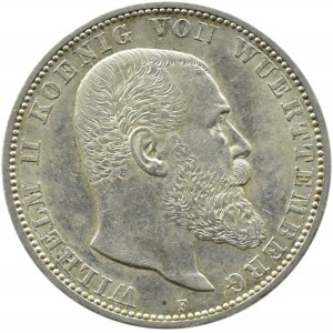 Deutschland, Württemberg, Wilhelm II, 5 Mark 1913 F, Stuttgart