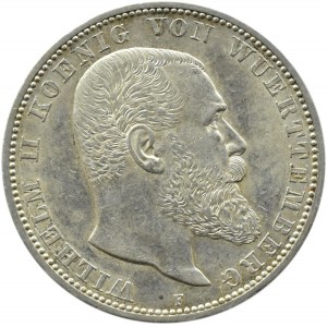 Germany, Württemberg, Wilhelm II, 5 marks 1913 F, Stuttgart