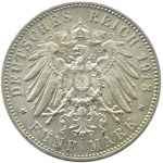 Deutschland, Württemberg, Wilhelm II, 5 Mark 1913 F, Stuttgart