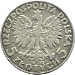Polen, Zweite Republik, Kopf einer Frau, 5 Gold 1932, Zeitfälschung, Silber