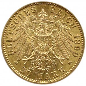 Germany, Prussia, Wilhelm II, 20 marks 1899 A, Berlin, Beautiful!
