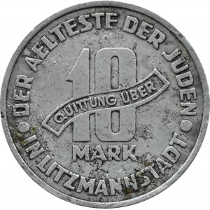 Getto Łódź, 10 marek 1943, aluminium, odm. 1/1, rzadka