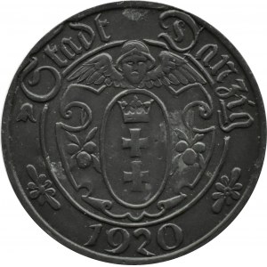 Free City of Danzig, 10 fenig 1920, LARGE DIGIT, Gewehrfabrik Danzig, rarity C3