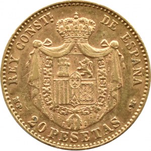 Spain, Alfonso XIII, 20 pesetas 1890, Madrid, STARE BEAT