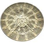 Niemcy, Saksonia, Fryderyk August, 3 marki 1910 E, Muldenhütten, CIEKAWA PATYNA