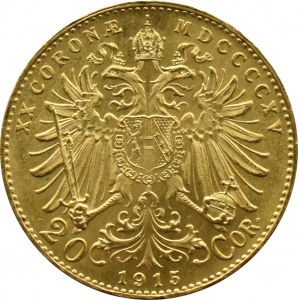 Austria-Hungary, Franz Joseph I, 20 crowns 1915, Vienna, UNC