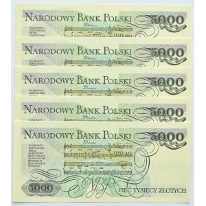 Polska, PRL, F. Chopin, lot 5000 złotych 1988, Warszawa, seria CS, UNC - z jednej paczki
