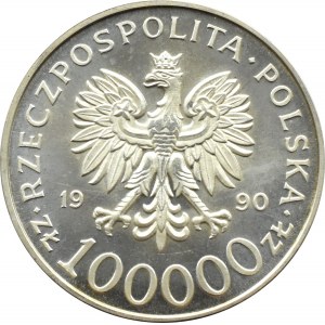 Polska, III RP, Solidarność (A), 100000 złotych 1990, typ A, Warszawa, UNC