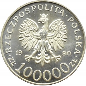 Poland, III RP, Solidarity (A), 100000 gold 1990, type A, Warsaw, UNC