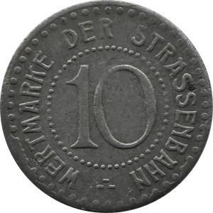 Breslau/Wrocław, streetcar token, numeral 10 (without specifying unit) 1921