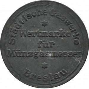 Breslau/Wrocław, gas token, Municipal Gasworks 1921