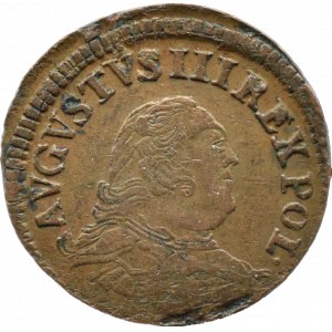 August III Sas, grosz miedziany 1758, Gubin, MENNICZY i RZADKI