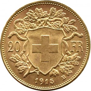 Schweiz, Heidi, 20 Franken 1915, Bern, Alte Münzprägung