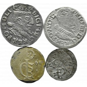 Wazowie, lot 4 srebrnych monet, Zygmunt III i Jan II Kazimierz