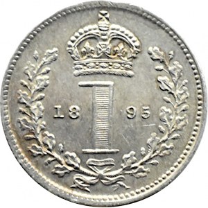 Wielka Brytania, Wiktoria, 1 pens 1895, PIĘKNE i rzadkie