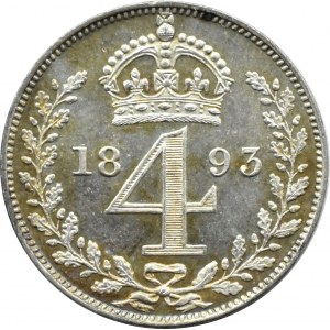 Großbritannien, Victoria, 4 Pence 1893, SCHÖN und selten
