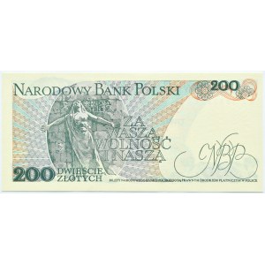 Polska, PRL, J. Dąbrowski, 200 złotych 1986, Warszawa, seria CZ, UNC