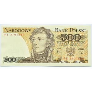 Polska, PRL, T. Kościuszko, 500 złotych 1982, Warszawa, seria FE, UNC