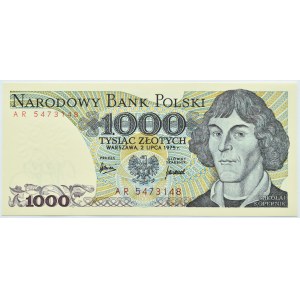 Polska, PRL, M. Kopernik, 1000 złotych 1975, Warszawa, seria AR, UNC