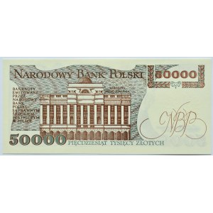 Polska, PRL, St. Staszic, 50000 złotych 1989, Warszawa, seria AC, UNC