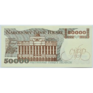 Poland, PRL, St. Staszic, 50000 zloty 1989, Warsaw, AC series, UNC