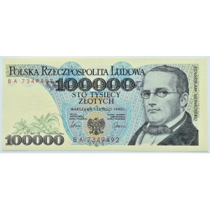 Polska, III RP, St. Moniuszko, 100000 złotych 1990, Warszawa, seria BA, UNC