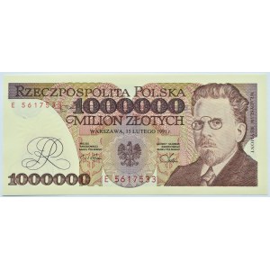 Polska, III RP, Wł. Reymont, 1000000 złotych 1991, Warszawa, seria E, UNC