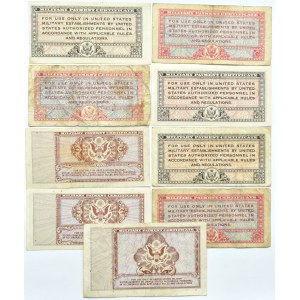 USA, Military Payment Certificates, lot banknotów 5 centów-1 dolar