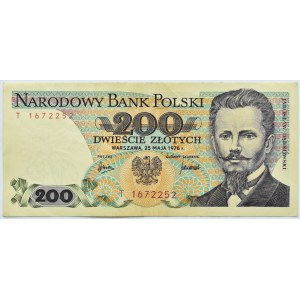 Polska, PRL, J. Dąbrowski, 200 złotych 1976, Warszawa, seria T