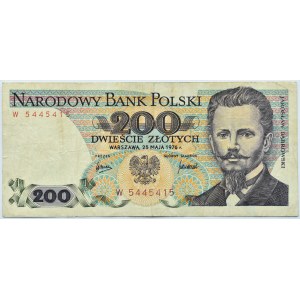Polska, PRL, J. Dąbrowski, 200 złotych 1976, Warszawa, seria W