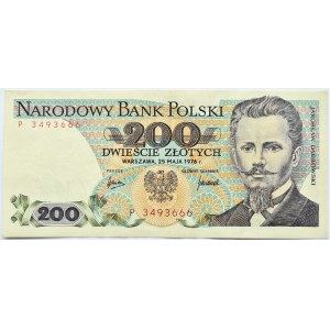 Polska, PRL, J. Dąbrowski, 200 złotych 1976, Warszawa, seria P