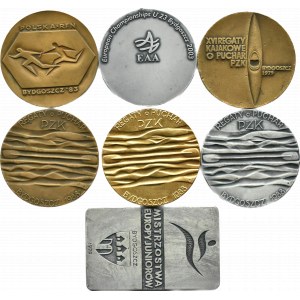 Poland, communist Poland, flight of six medals and sports plaques