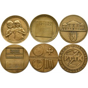 Polen, Volksrepublik Polen, Flug von sechs Medaillen mit prominenten Persönlichkeiten, Bronze, 70 mm