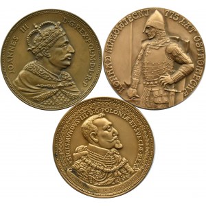 Poland, communist Poland, flight of three bronze royal medals, 70 mm