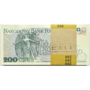Polska, PRL, paczka bankowa 200 złotych 1988, Warszawa, seria EP
