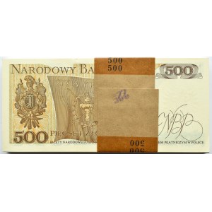 Polska, PRL, paczka bankowa 500 złotych 1982, Warszawa, seria DA, UNC