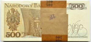 Polska, PRL, paczka bankowa 500 złotych 1982, Warszawa, seria DA, UNC
