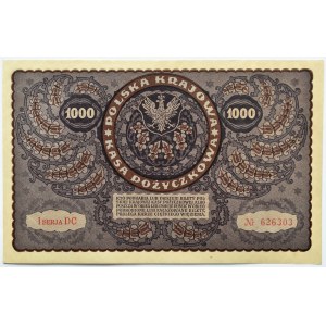 Polen, Zweite Republik Polen, 1000 Mark 1919, 1. Serie DC, Warschau, Typ 7, UNC
