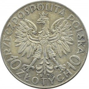 Polen, Zweite Republik, Kopf einer Frau, 10 Zloty 1933, Warschau