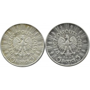 Polska, II RP, Józef Piłsudski, lot 5 złotych 1935-1936, Warszawa