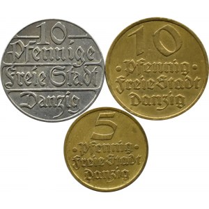 Wolne Miasto Gdańsk, lot monet 5, 10 pfennigów 1923-1932, Berlin