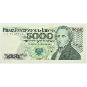 Poland, PRL, F. Chopin, 5000 gold 1982, Warsaw, CB series, UNC