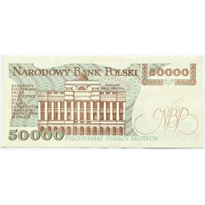 Polska, PRL, St. Staszic, 50000 złotych 1989, Warszawa, seria AW, UNC